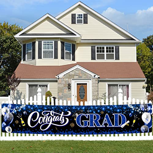 Image of 2026 Graduation Decorations-Congrats Grad Yard Sign Banner Decoration for Class of 2026 Graduation Party Supplies(Blue and Black)