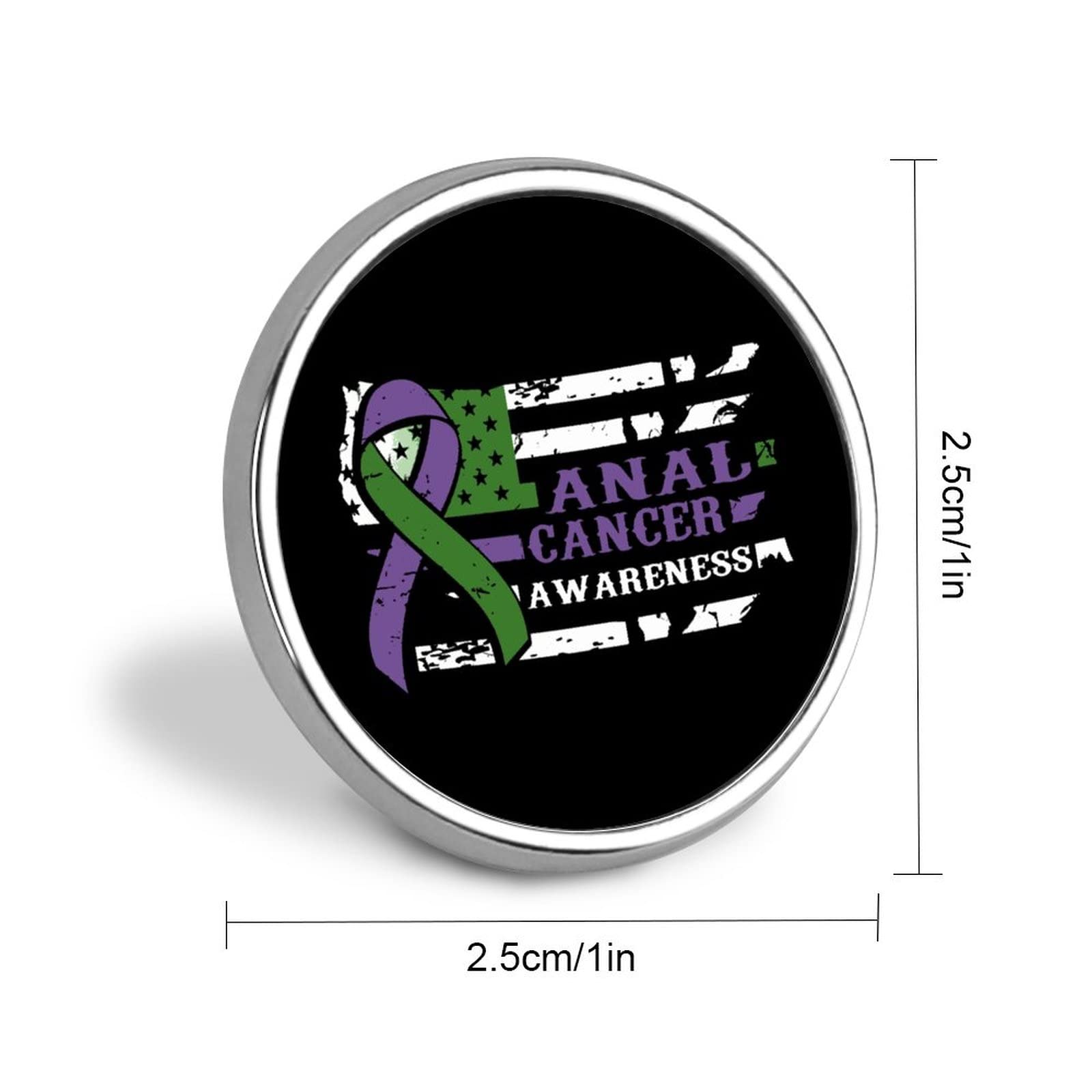 USA Flag Anal Cancer Awareness Round Lapel Pin Button Brooch Badge Pin Tie Hat Scarf Clothes Jewelry Accessories