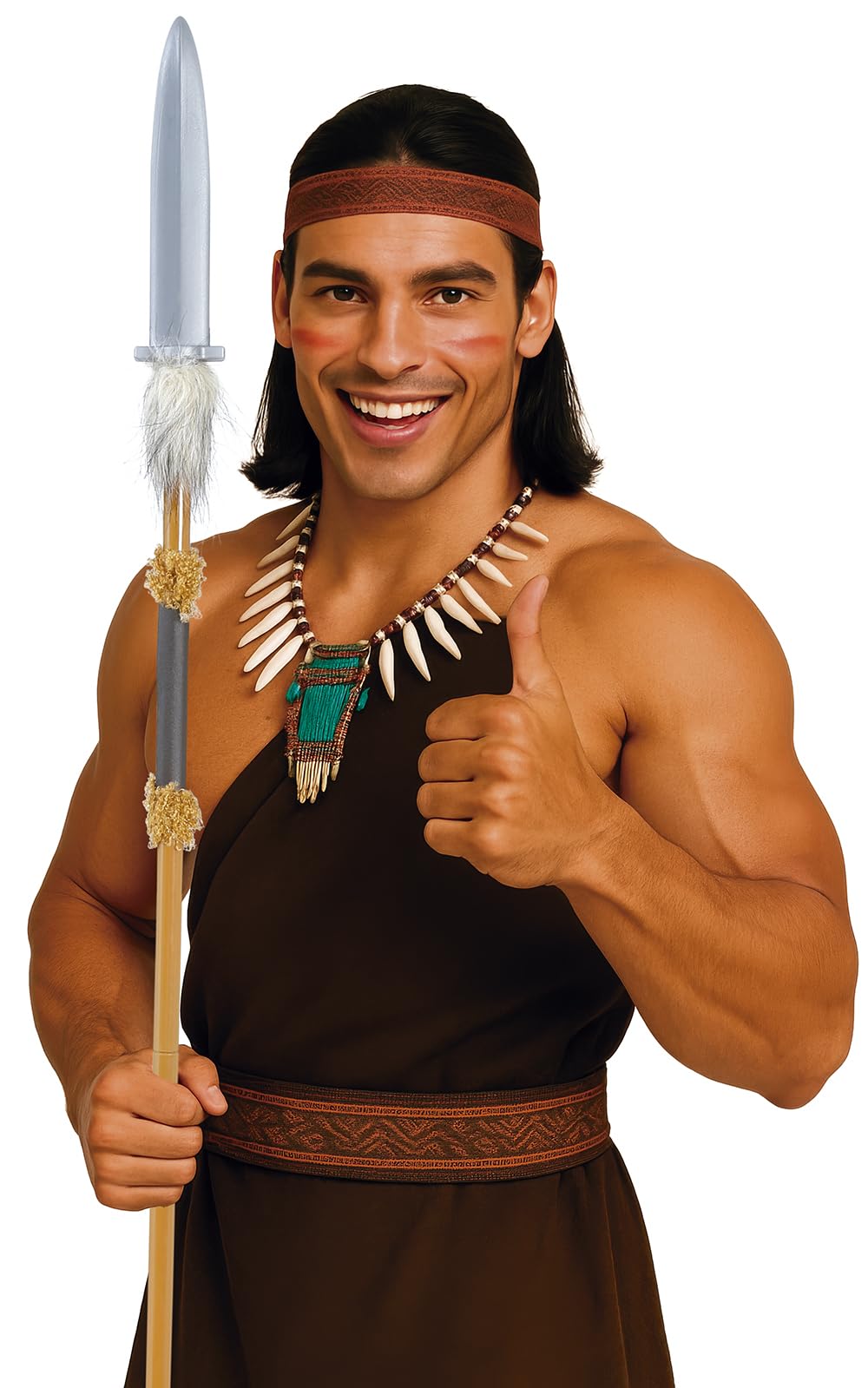 FIESTAS GUIRCA | Detachable Indigenous Toy Spear (47.2 in) - Fancy Dress Accessory for Adventures and Themed Parties - Ideal for Carnival, Halloween and Cosplay - Toy Weapon for All - Brown
