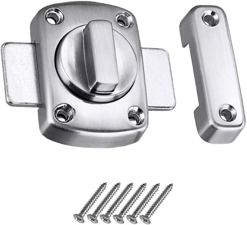 Rotate Bolt Latch, Gate Latches Bolt Bathroom Door Lock Bathroom Latch Stainless Steel Brushed Finish for Bathrooms, Bedrooms, Garden Fences, Various Doors