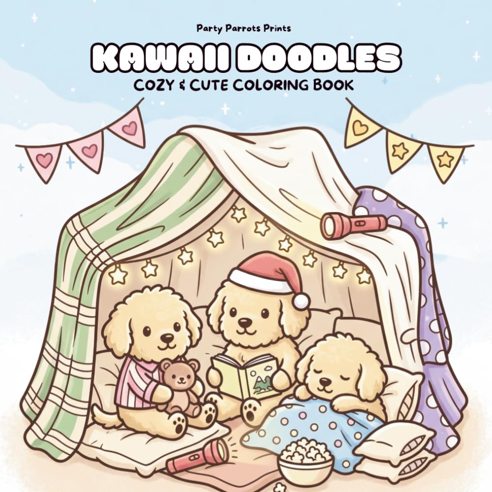 KAWAII GOLDEN DOODLES: Coloring Book for Adults and Kids Featuring Super Cute Golden Doodles and Puppies with Bold, Simple and Big Designs for ... & Cute) (Kawaii Puppy Pals Coloring Books)