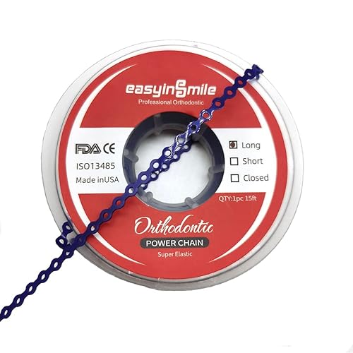 SNAWOP Cadena de potencia de ortodoncia dental, carrete multicolor, bandas de goma elásticas para dientes (larga, morado)