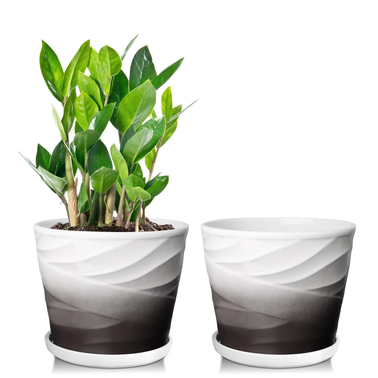 YUFDA Ceramic Plant Pots 6.7 Inch Set of 2