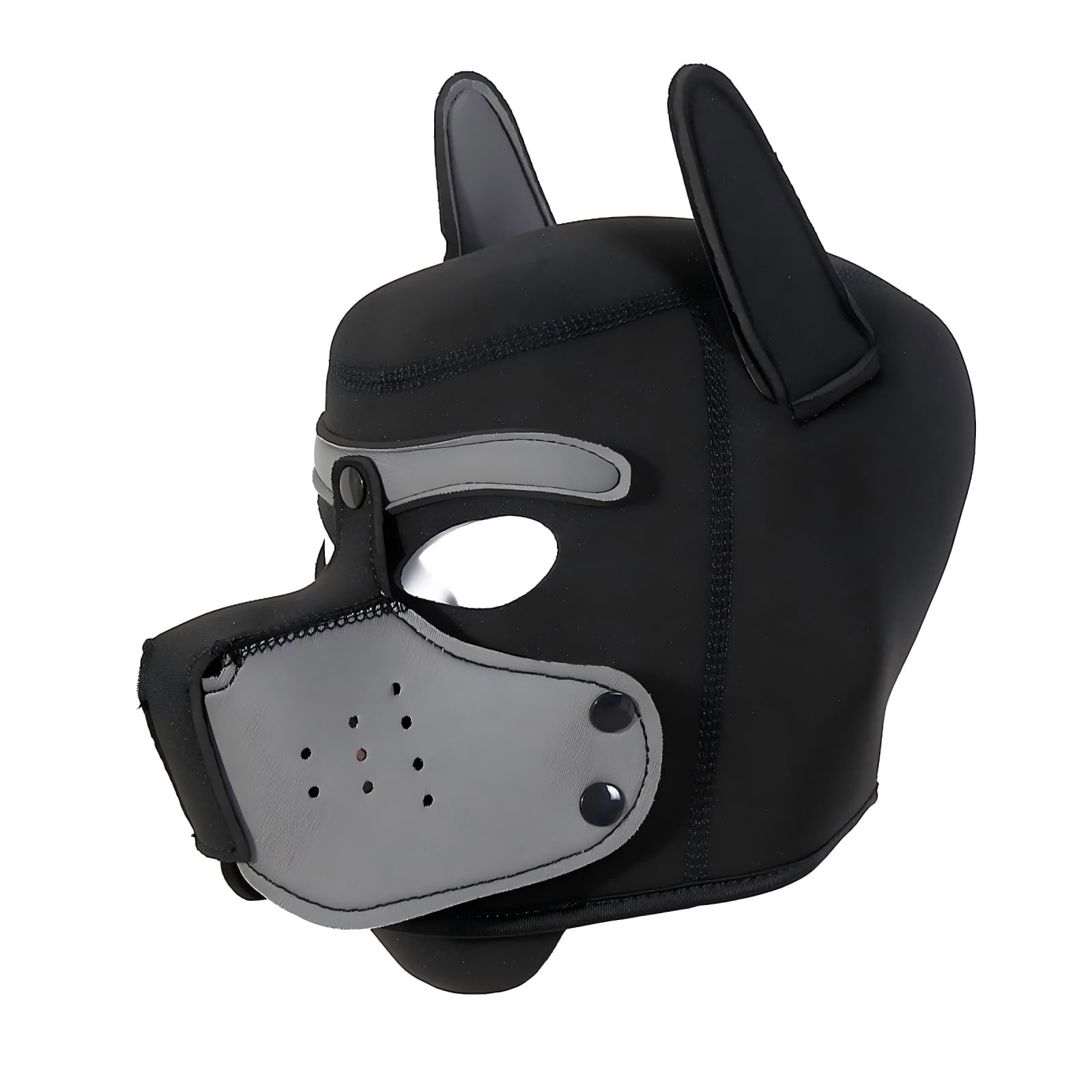 Dog Head Mask, Cosplay Costume Accessory with Collar, Halloween Party Roleplay (grey)