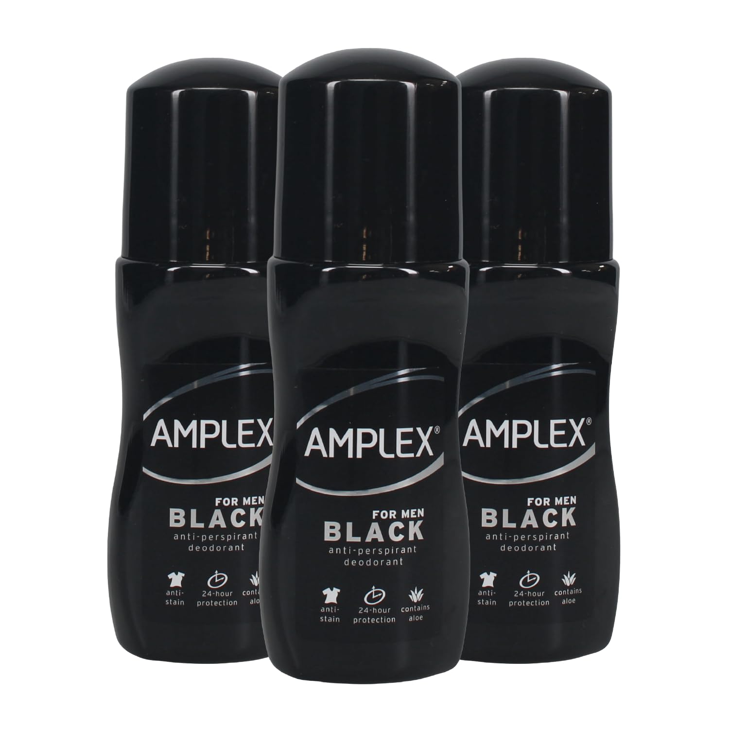Amplex Roll On Deo 50ml Black For Men 50ml (Pack of 3)