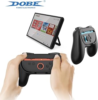 مقابض DOBE FOMIS ELECTRONICS لجهاز Nintendo Switch2 Joy-Con، مقبض يسار ويمين لجهاز التحكم Switch2 Joy Cons، عبوة من قطعتين (أسود)