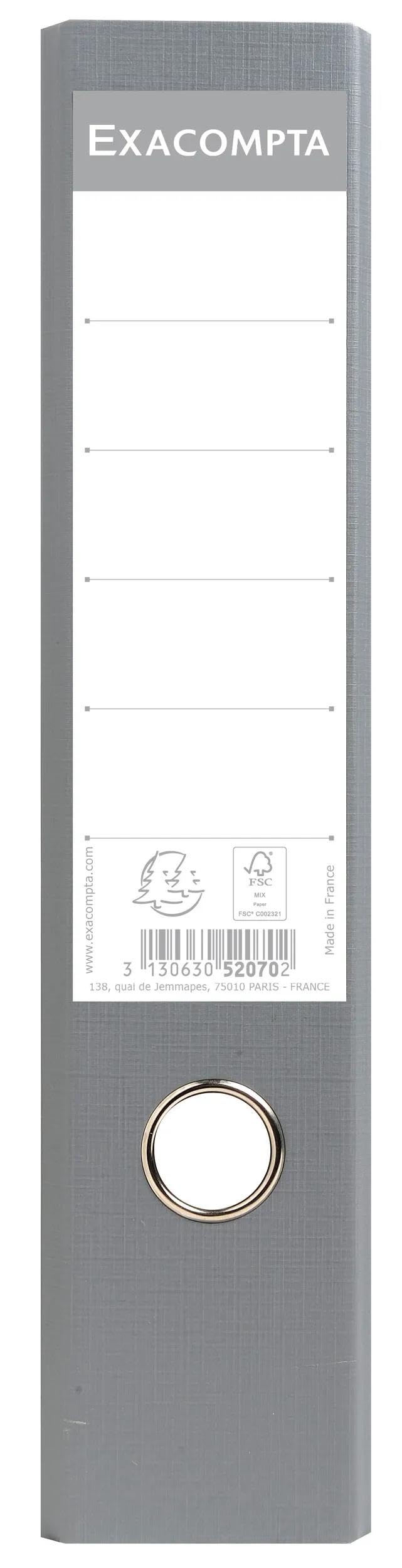 Exacompta - réf. 52070E - Carton de 10 classeurs à levier papier marbré gris - avec perforateur - Dos de 70 mm - Mécanique 75 mm - Dimensions extérieures : 32 x 29 cm - FT à classer A4 - Gris