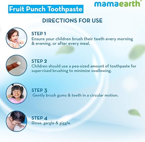 Miniatura 8 de Mamaearth Pasta de dientes para bebés de frutas mixtas naturales, limpia suavemente los dientes y las encías, combate las caries y las caries