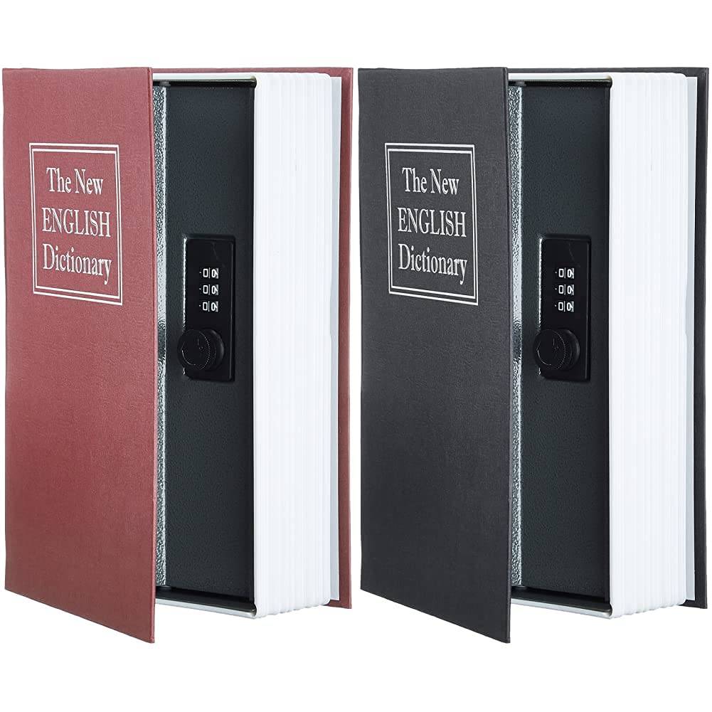 Amazon Basics Book Safe- Combination Lock- Black & Book Safe- Combination Lock- Red