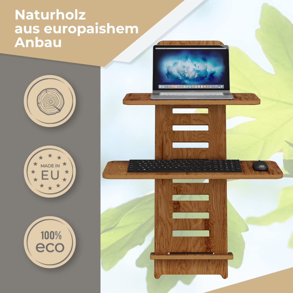 Stand Desk Regolabile In Altezza Per Laptop - In Legno Compensato, Made In EU, 76x53x58cm - Foto 4