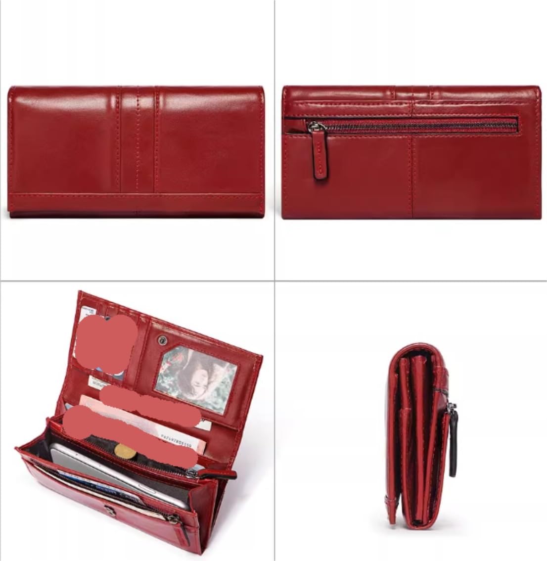 Funzione Di Contenimento Portafoglio Da Donna In Pelle Con Chiusura Magnetica Fibbia Di Grande Capacità Pochette Per Porta Carte Per Viaggio Uso Quotidiano(Blue)