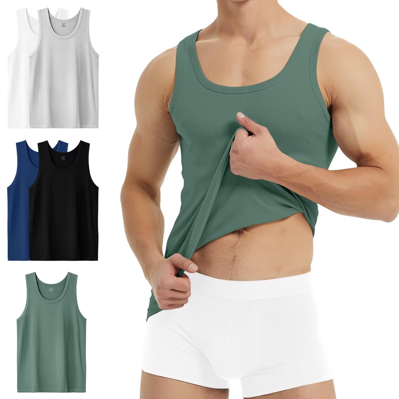 YouShow Unterhemd Herren 3/5er Pack 100% Baumwolle Tank Top Feinripp