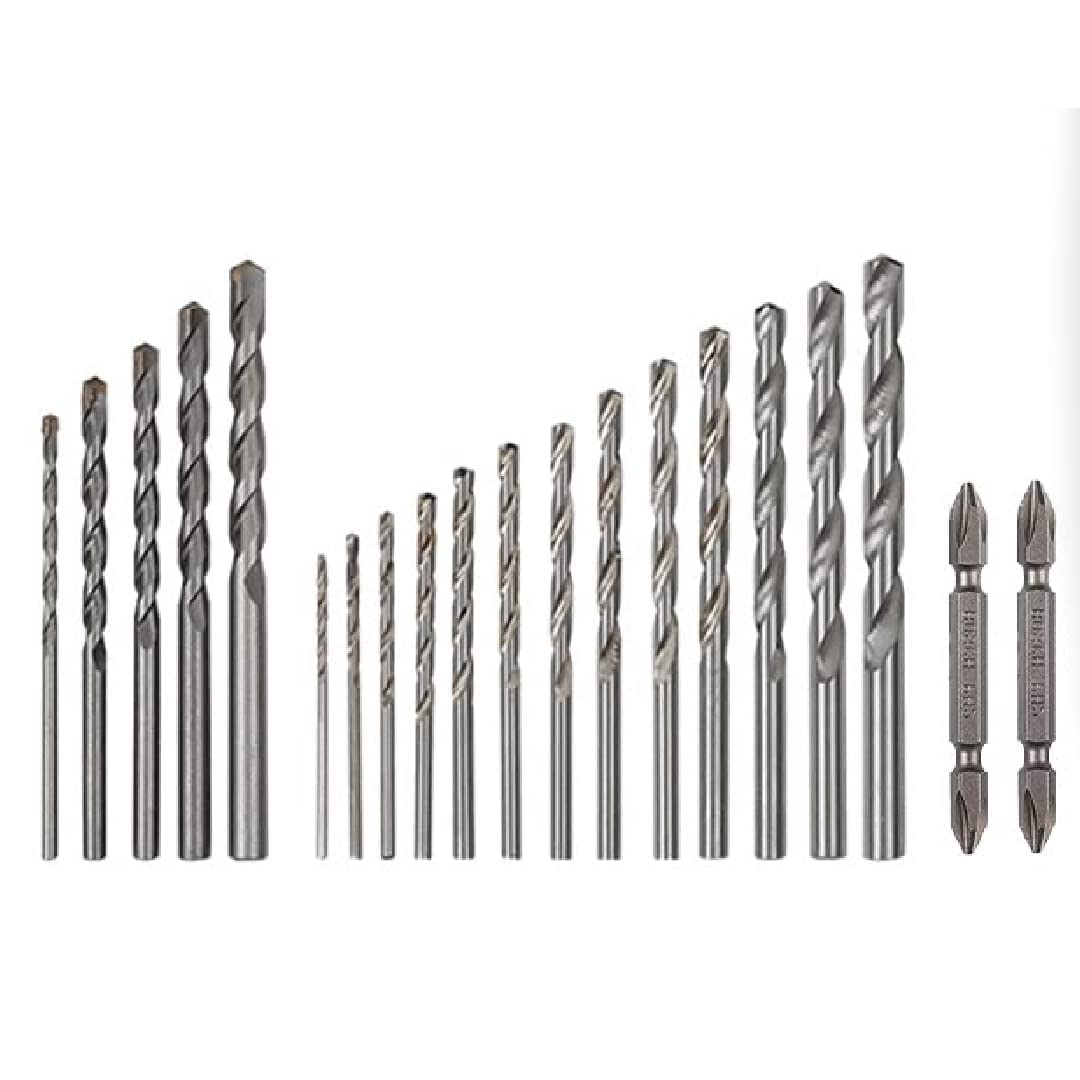 Cheston 20pc Drill Bits Set I 5 Wall, 13 HSS Metal, 2 Screwdriver Bits I Bits for 10mm & 13mm Drills I For Wall, Concrete, Wood, Metal, Plastic, Compatible with Bosch Ibell (B0C5VC36KS) Amazon Price History, Amazon Price Tracker