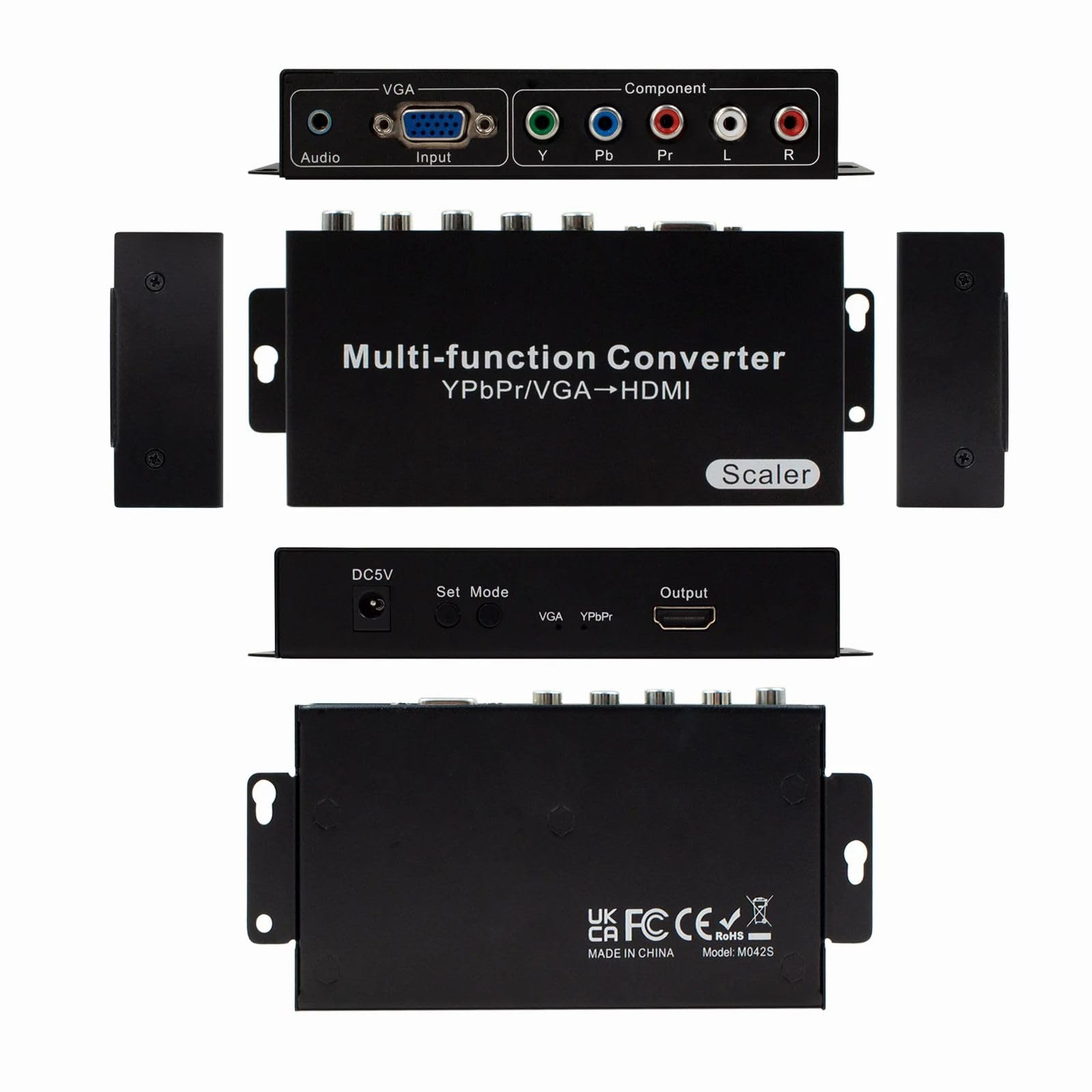Convertisseur YPbPr vers HDMI Convertisseur VGA vers HDMI avec fonction de détartreur audio jusqu'à 1080P60Hz pour console de jeu PC vers projecteur HDTV