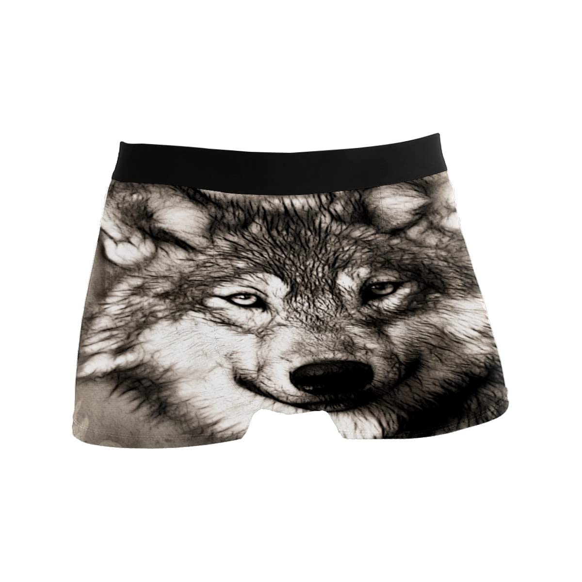 Gispog Men's One Color Boxer Briefs Underwear Breathable Stretch Boxer Trunk Wolf Animal
