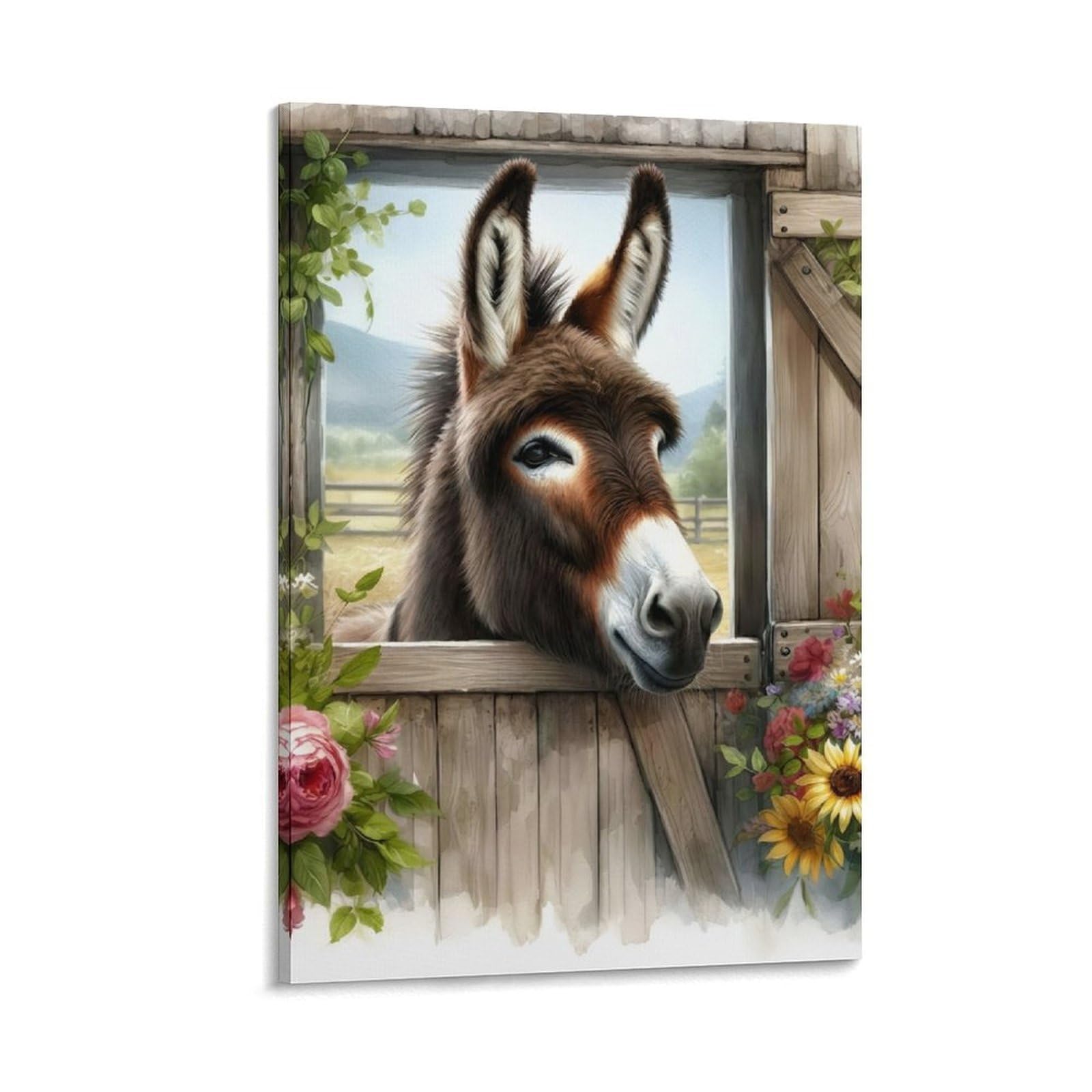DHBANEIOK Donkey Peeking Window Wall Decor Poster Canvas Prints Picture Modern Canvas Wall Art Picture Wall Hanging for Home Decorations 20x30inch(50x75cm)