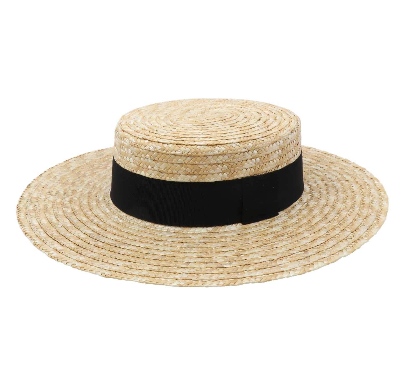 Modissima Canotier Large Boater Hat Gondolier Straw