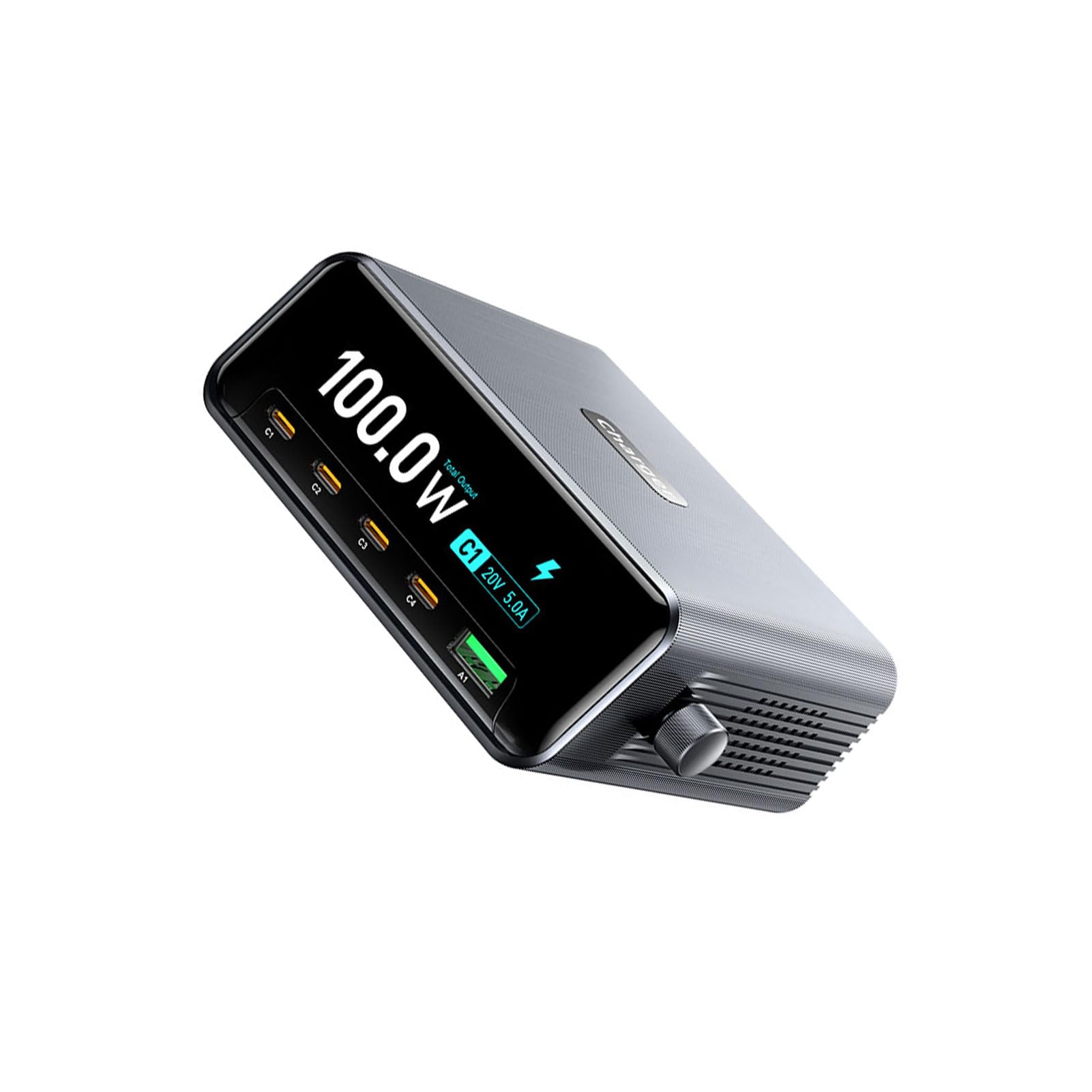 Generic Estación de Carga GAN de 265 W y 5 Puertos con Pantalla HD de 2,3 Pulgadas (Enchufe de la UE)
