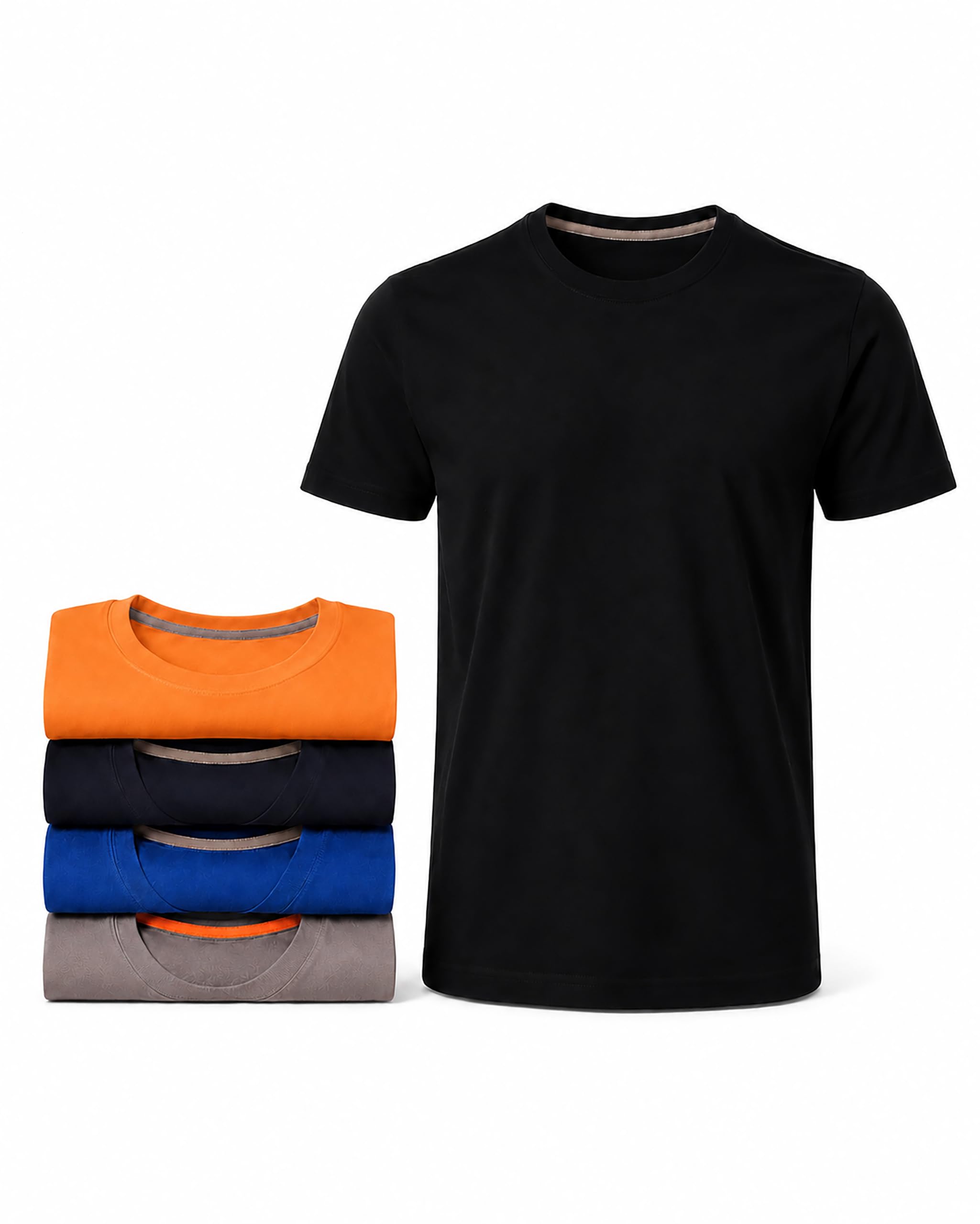 Herren T-Shirt 5er Pack - Basic Shirts aus 100% Baumwolle in Regular Fit mit Rundhals bis 5XL - Atmungsaktiv, formstabil und weich - Ideal als Arbeitsshirt, Unterziehshirt oder Freizeitshirt