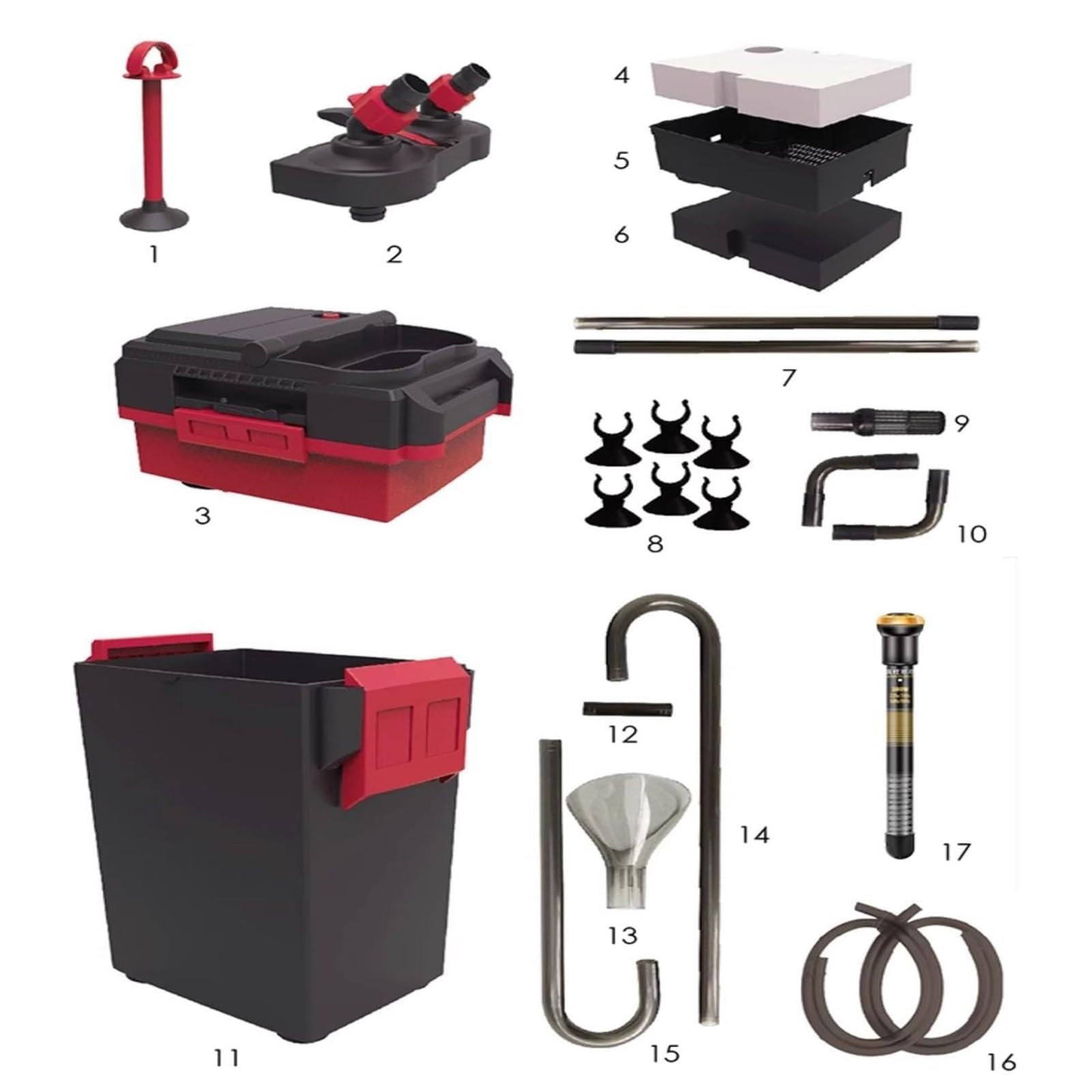 Filtre professionnel pour aquarium avec système de chauffage et CO2 intégré – Filtre externe à débit réglable de 1500 l/h pour aquarium, design ultra silencieux