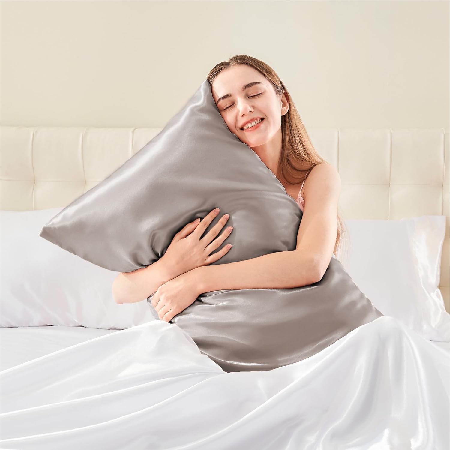 Go well Satin Bonnet for Curly Hair with Free Silk Satin Pillow Covers and Scrunchies | Silk Bonnet for Hair|Best Gift Combo of Pack of 2 Satin Pillowcases with 3 Silk Scrunchies (NewRose) 3