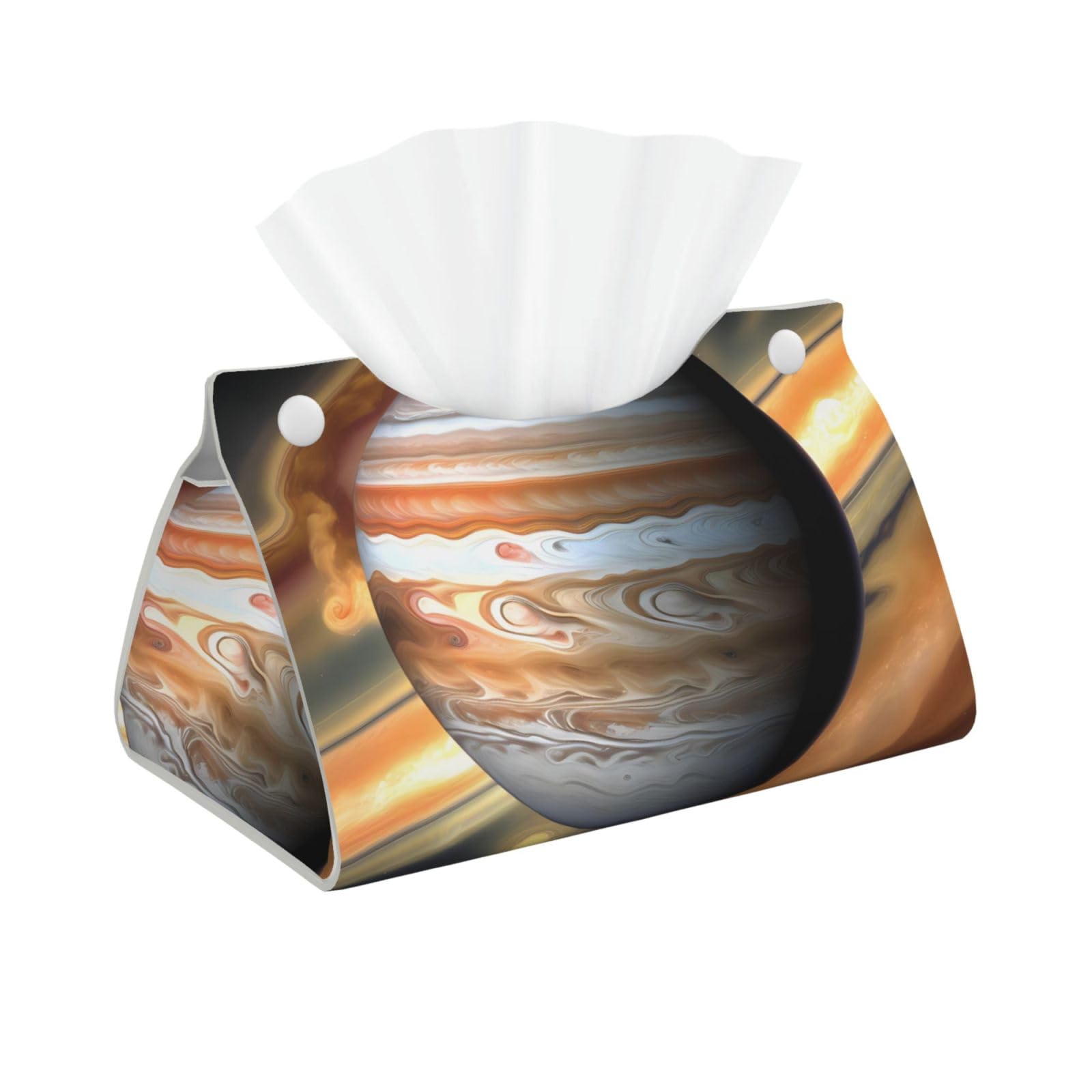 Jupiter Landscape Long Leather Tissue Box Cover-Waterproof PU Leather Tissue Holder for Bathroom, Decorative Rectangular Tissue Case