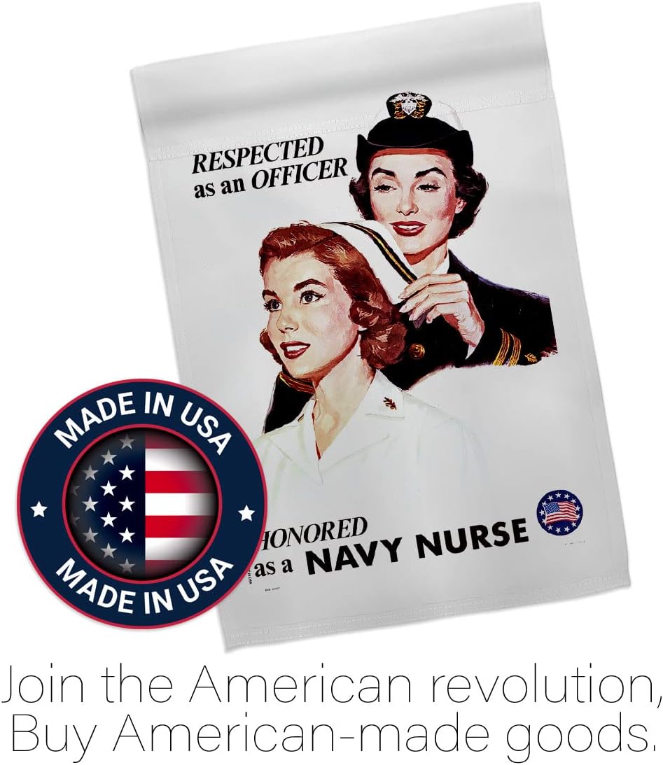 Honor Navy Nurse Garden Flag Set Wall Hanger Armed Forces USN Seabee United State American Military Veteran Retire House Decoration Banner Small Yard Gift Double-Sided, Made in USA