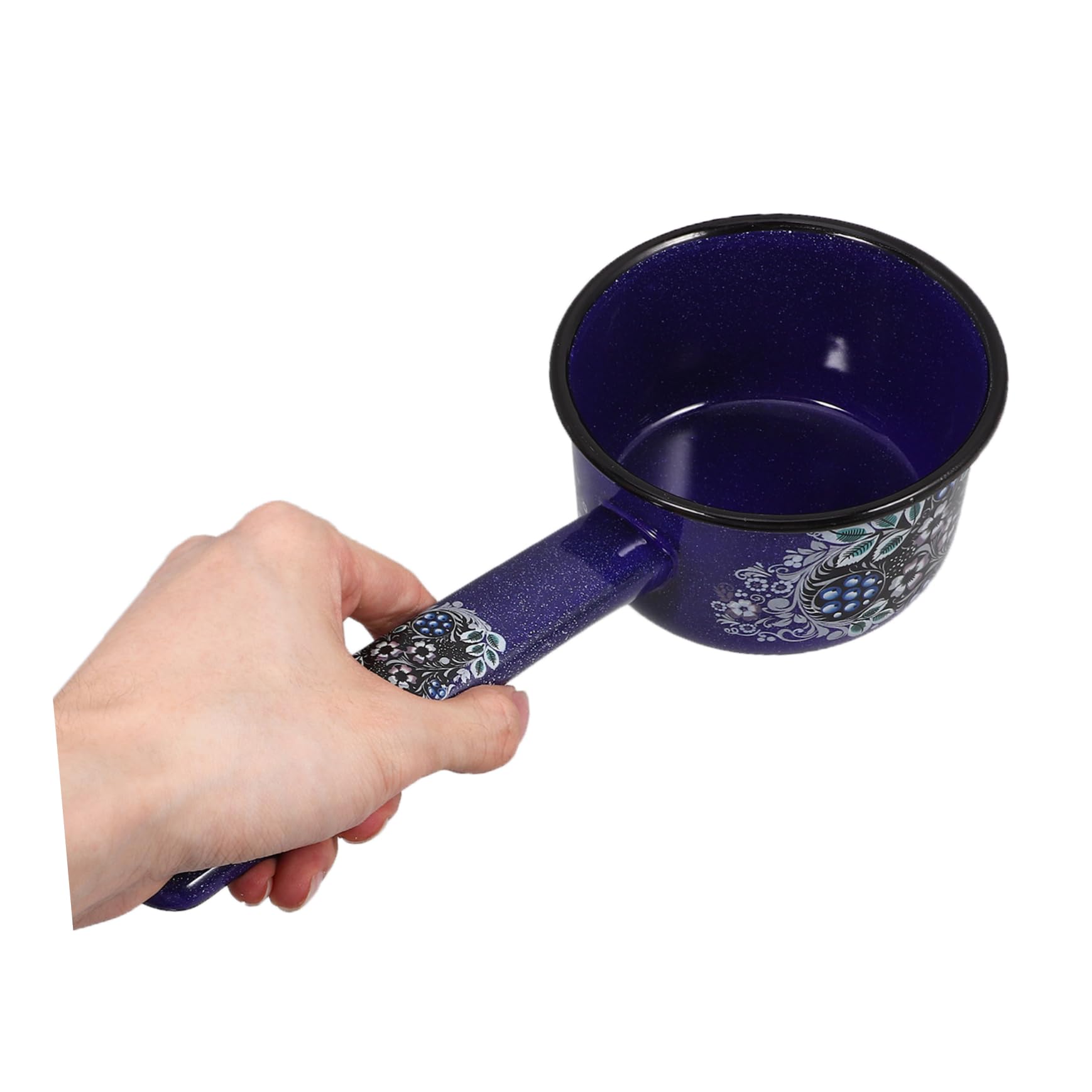 Vintage Emaille Wasserkelle Blau mit Griff, 1 Stück | Klein für Küche und Restaurant, Geeignet für Wasser und Früchte, Ergonomisches Design