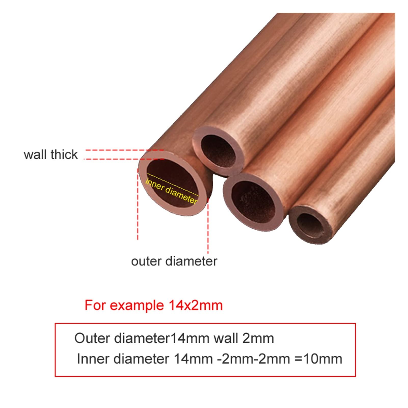Tubo capilar de cobre T2 hueco HVAC Fontanería | Transferencia de fluidos, inox, industria, fontanería, versátil(500mm,16x3mm)