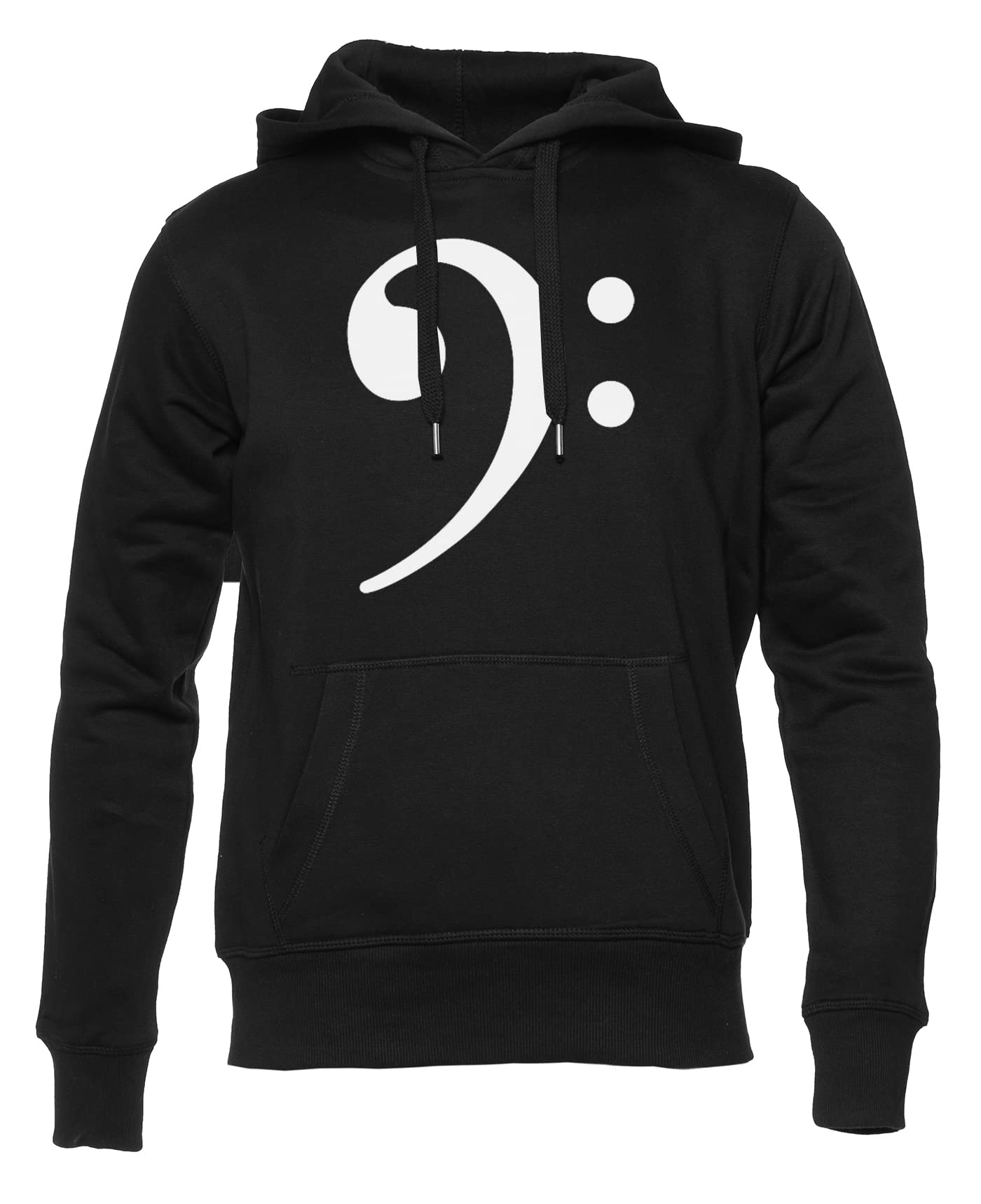 Bass Clef Felpa con Cappuccio Unisex Uomo Donna Nero Manica Lunga Hoodie Men's Women's Black