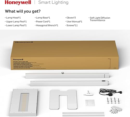 Miniatura 8 de Honeywell Lámpara de pie LED de 8000 lúmenes, 77 pulgadas, para el cuidado de los ojos, para sala de estar, 80 W, luz natural moderna, 4000 K,