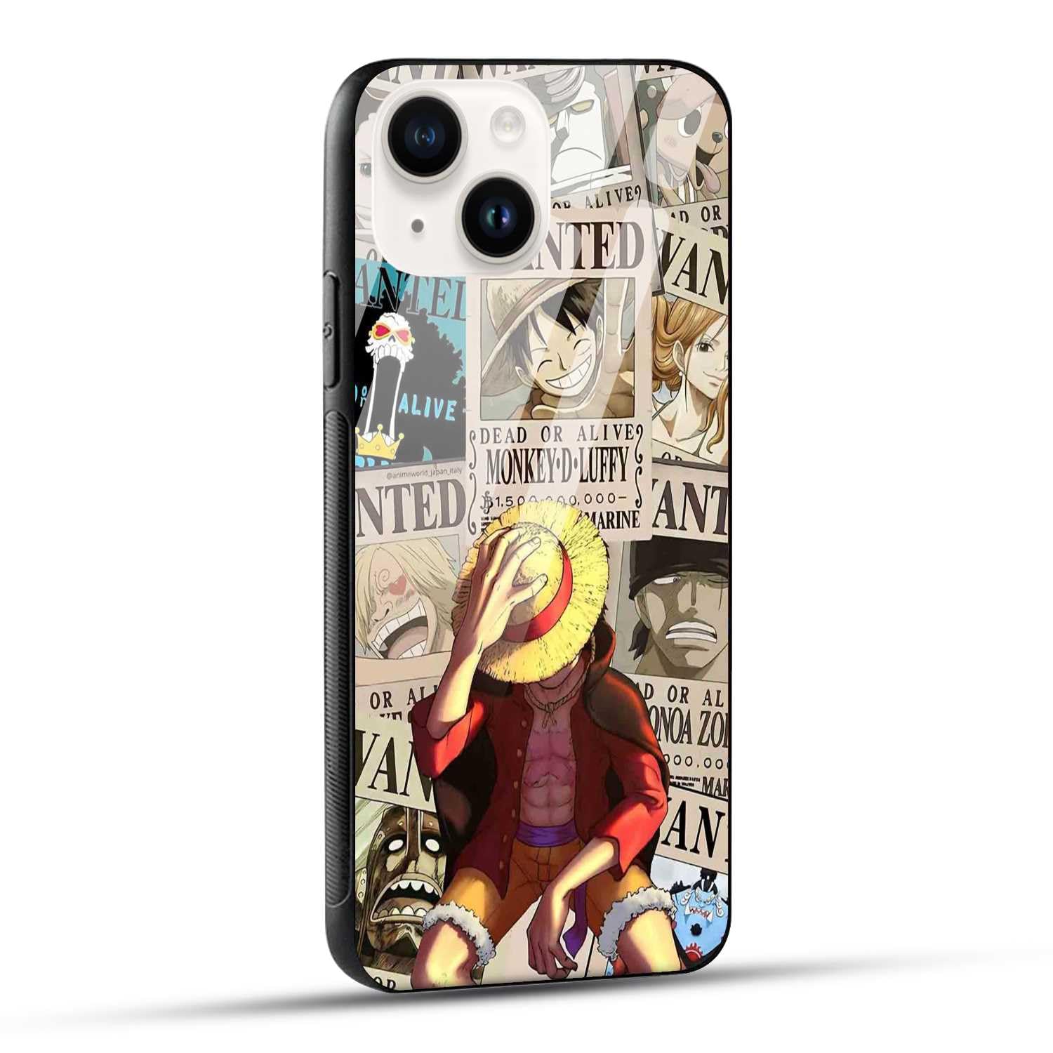 NDCOM for iPhone 14 Back Cover Anime One Piece Wanted Luffy Printed Metal Case