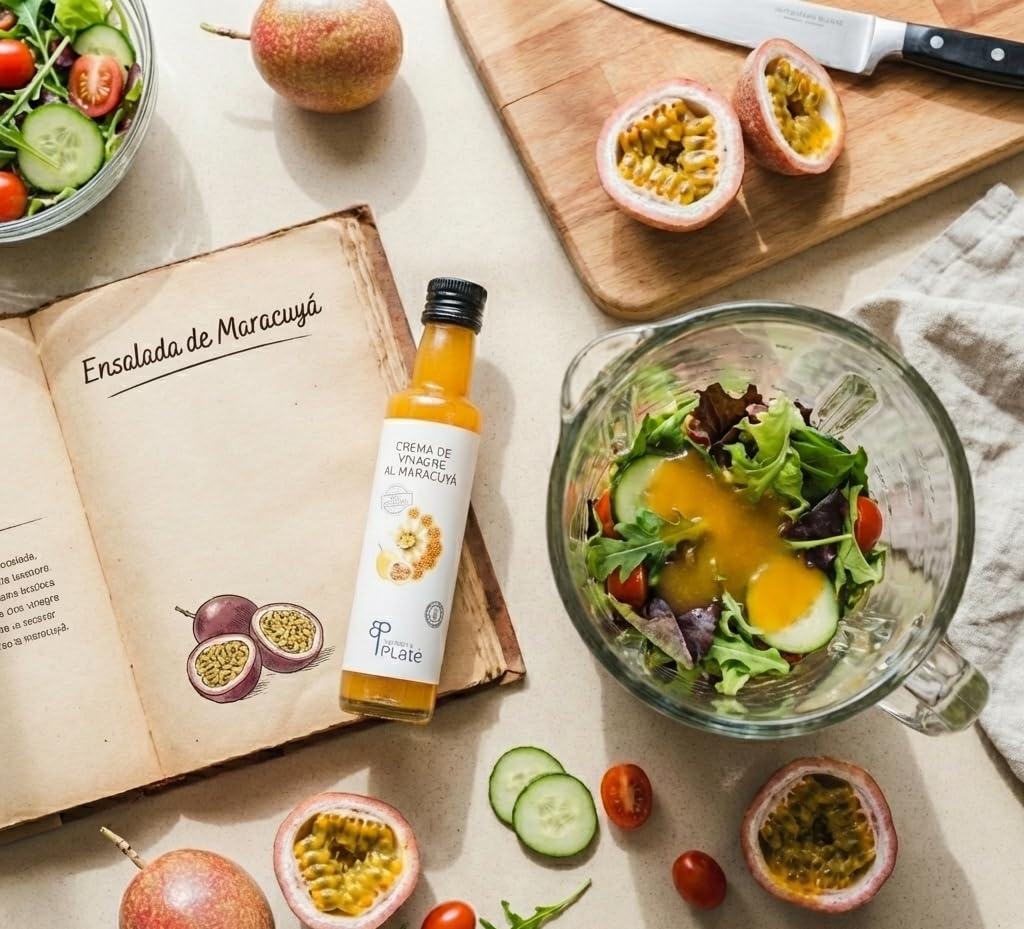 Crema de Vinagre de Maracuyá 250 ml Aderezo frutal vegano sin gluten