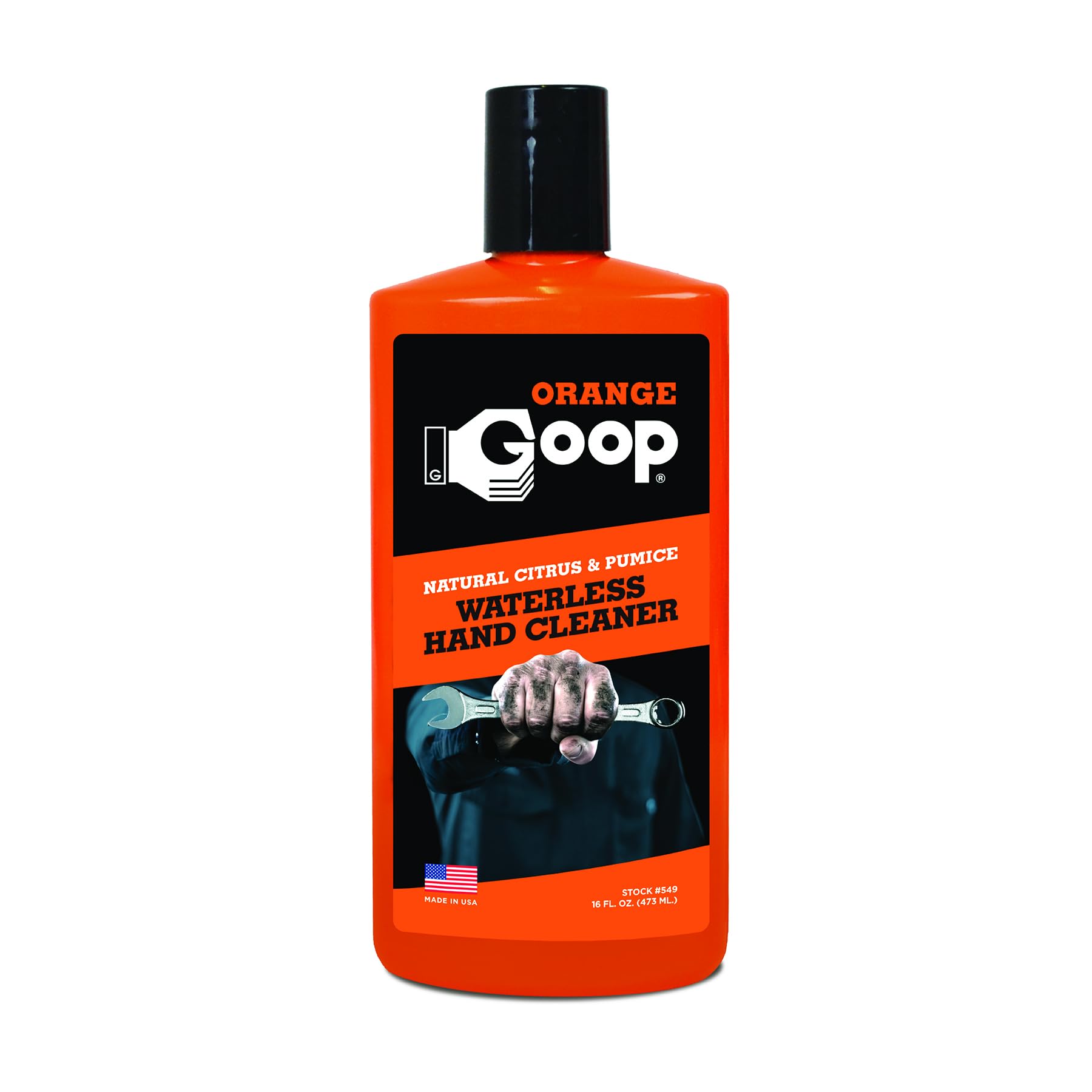 Goop Orange Goop Flip Top Bottle Waterless Hand Cleaner with Natural Citrus & Pumice, 16oz