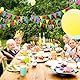 VIKY Wimpelkette Outdoor Wetterfest, 50M Beidseitig Wimpelkette Kinderzimmer, Wimpelkette Geburtstag, Wimpelkette Stoff Bunt Girlande Banner Fahne für Kinderzimmer Geburtstag Party Hochzeit Dekoration