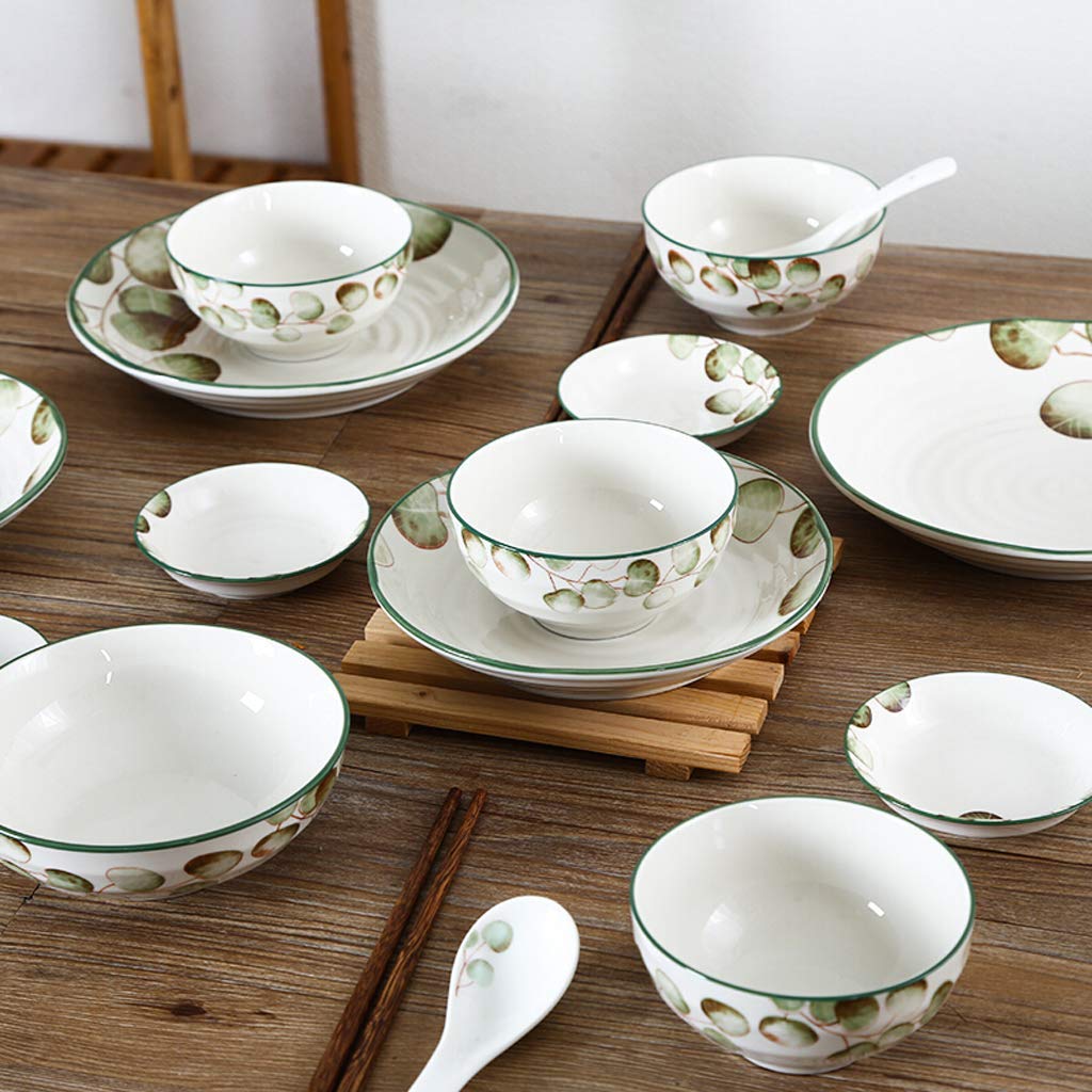 SAeWare Set da tavola in ceramica, ciotola/piatto/piatto, 42 pezzi, stile pastorale, set da tavola per feste in famiglia e cucina e ristorante
