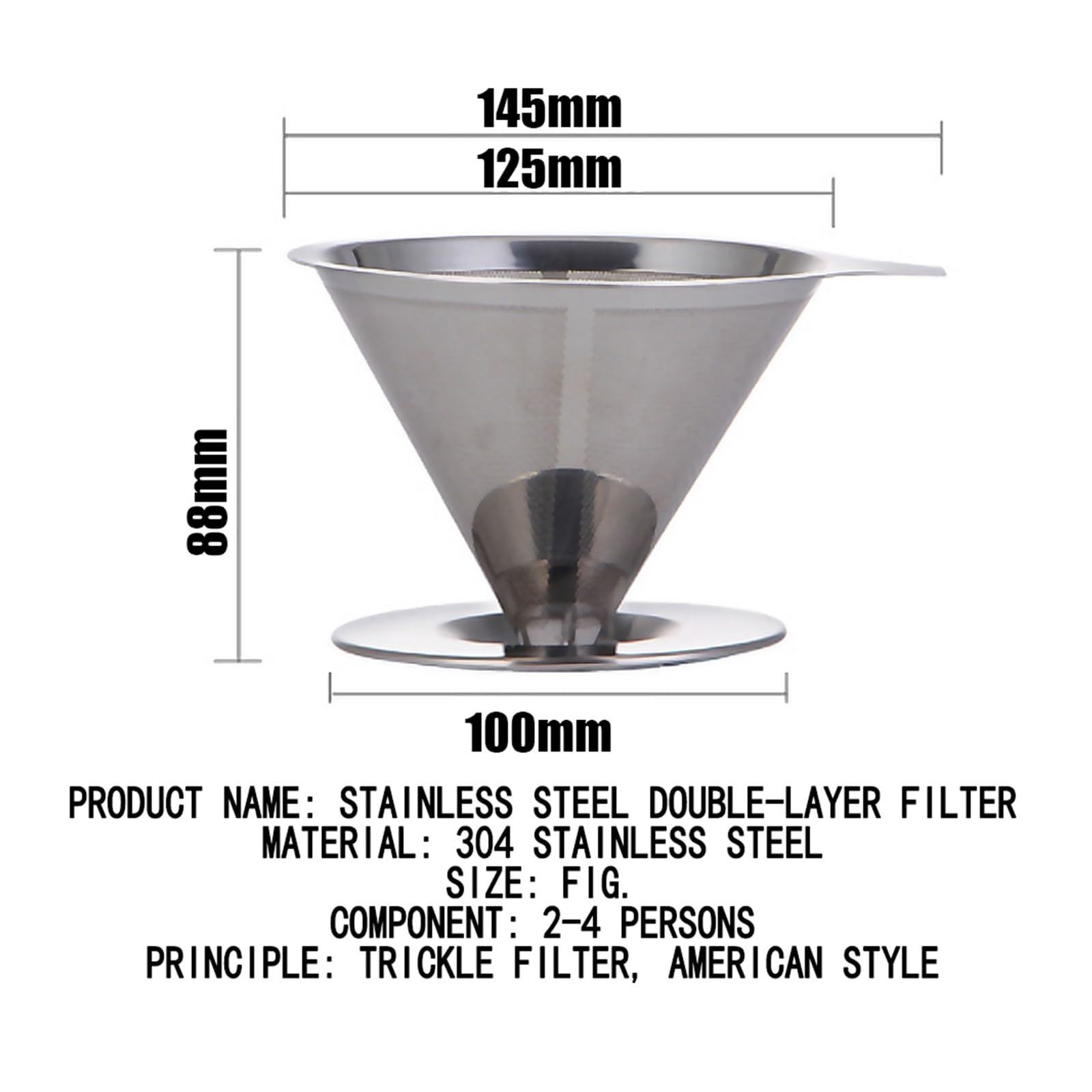 Filtro de café de Acero Inoxidable, Verter sobre Embudo, Goteo de Cerveza, té, Cesta de Malla metálica, Herramienta de Filtro de café Reutilizable, Utensilios de Cocina