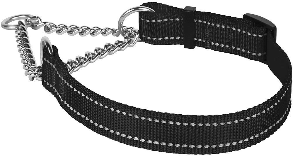 Petlicious & More® (Size – Medium, Thickness – 1″ Inch) Martingale Collar Reflective Choke Collar for Medium Dogs (Adjustable 16-24″ Inch Neck Size, Color Black) Petlicious & More® (Size – Medium, Thickness – 1″ Inch) Martingale Collar Reflective Choke Collar for Medium Dogs (Adjustable 16-24″ Inch Neck Size, Color Black)