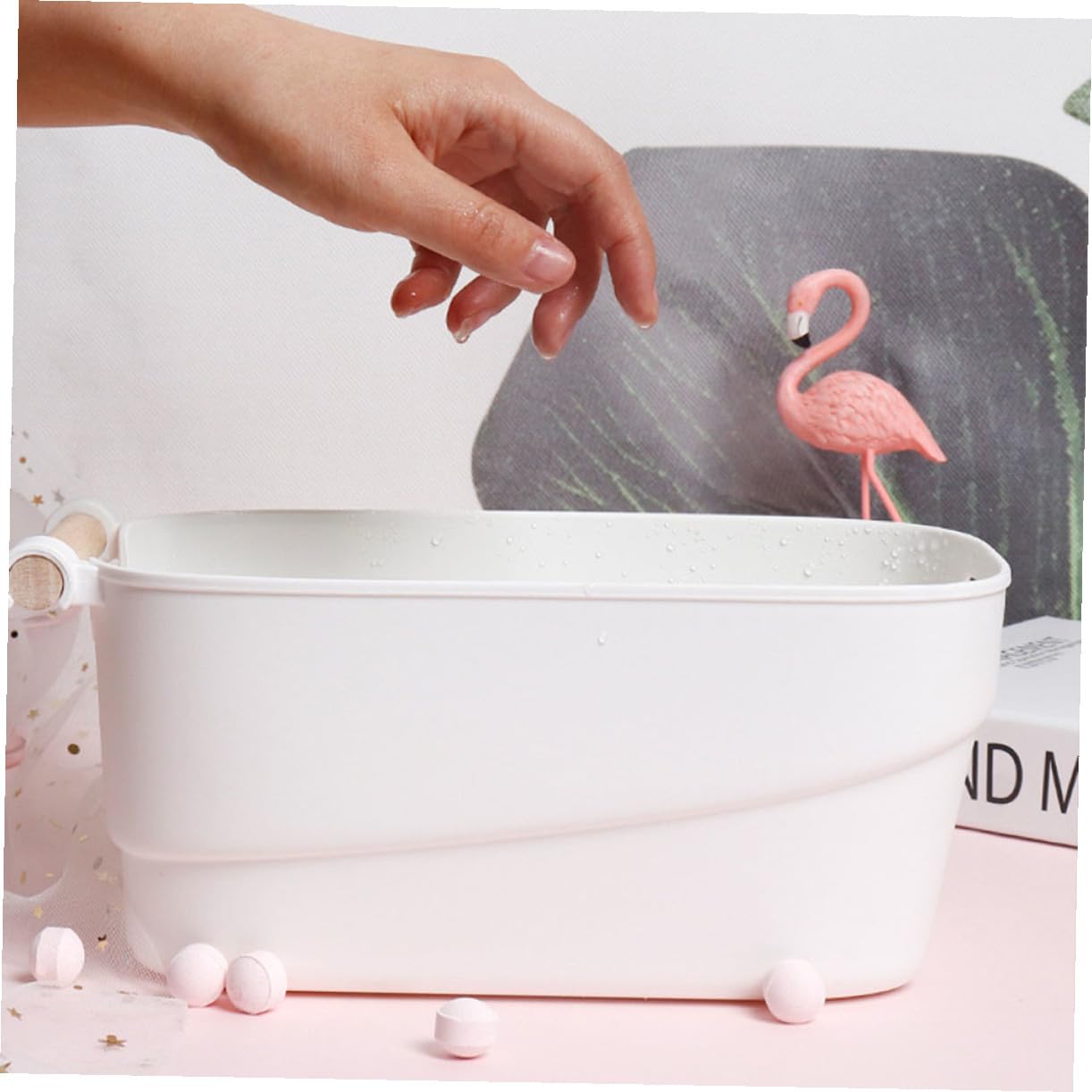 Ciotola per Ammollo Unghie Stile Giapponese in Pp Bianco Resistente e Non Deformabile per Manicure Professionale e Uso Domestico
