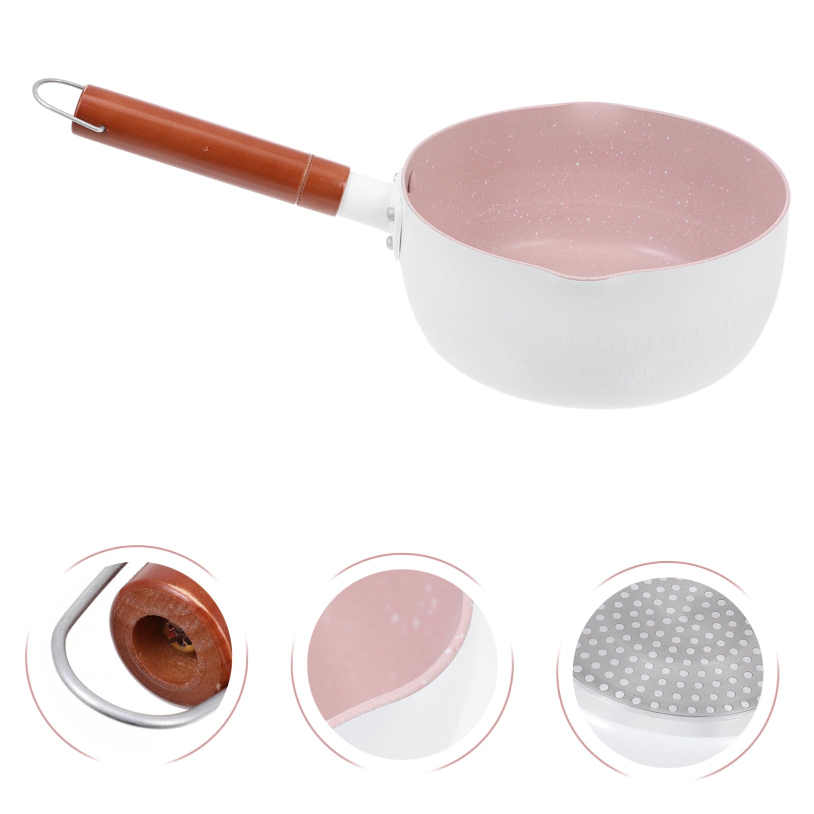 Japanischer Milchtopf aus Aluminium Leichter Babybrei Topf zum Einfachen Reinigen mit Holzgriff zur Zubereitung von Babynahrung und Frühstück