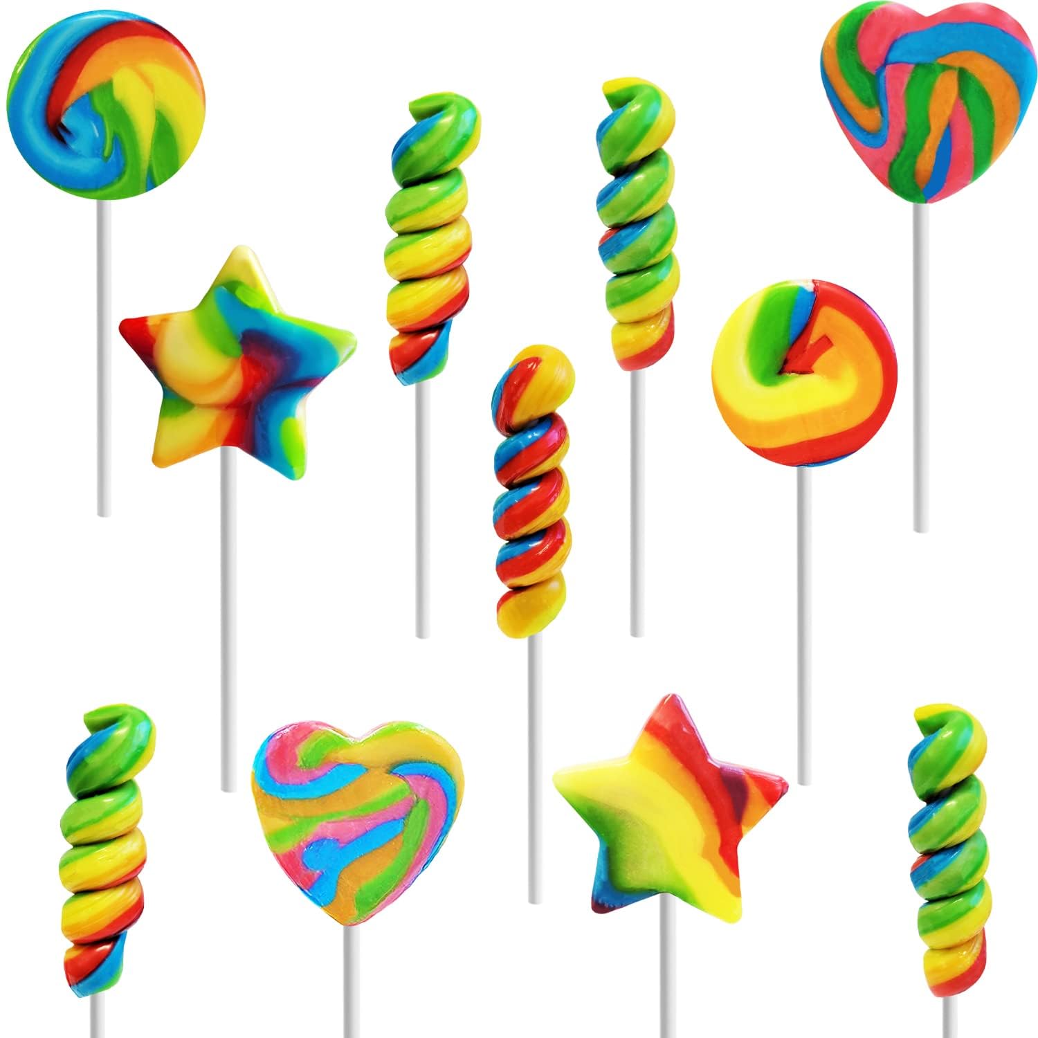 200 Assorted Mini Rainbow Swirl Lollipops and Rings,Assorted Flavors, Great for Birthday Parties, Events, and Goody Bag Fillers, Party Favors,