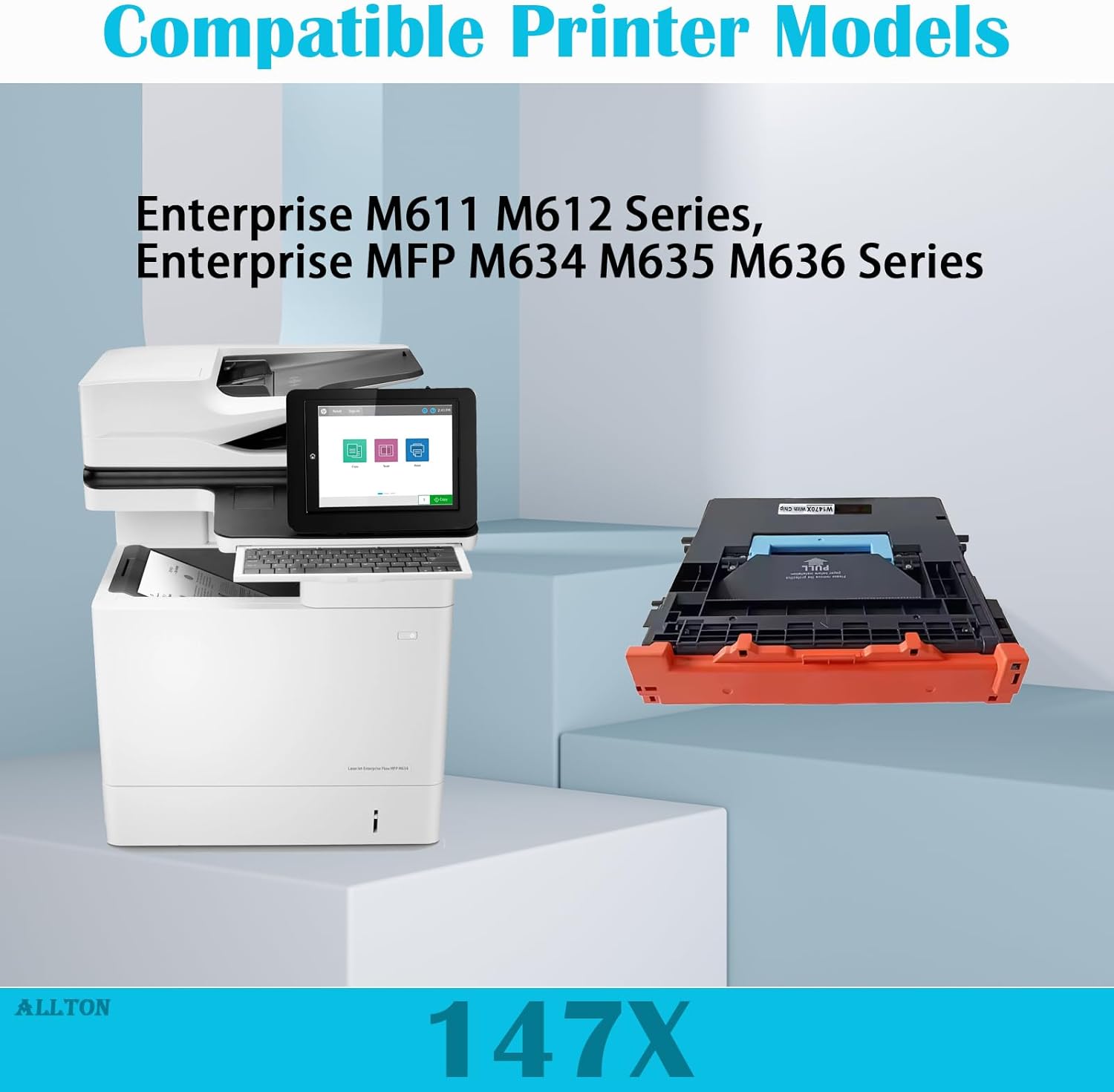 147X Black High-Yield Toner Cartridge Compatible 147X W1470X Toner (with New Chip) Replacement for Enterprise M611 M612 MFP M634 M635 M636 Series Printer(1-Pack)