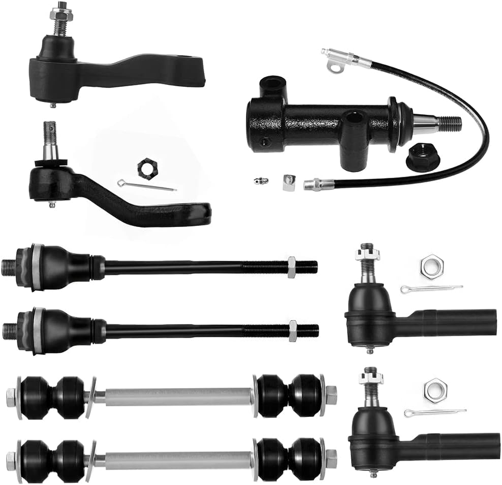 SCITOO 9pcs Front Suspension Kit Inner Outer Tie Rod End Sway Bar Link Pitman Arm Idler Arm Fit 2001-2004 For Chevy Silverado 2500 2001-2006 For Chevy Silverado 3500