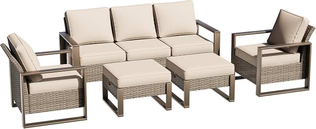 MeetLeisure five-piece wicker patio furniture set