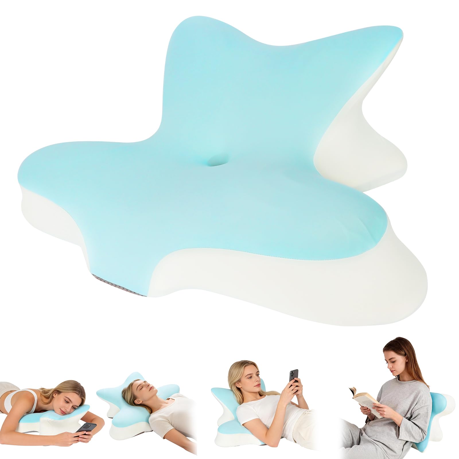 Cuscino ortopedico per dolori al collo, cuscino ergonomico con federe rinfrescanti e lavabili, in memory foam, per chi dorme sul fianco, sulla schiena, sulla pancia, per leggere