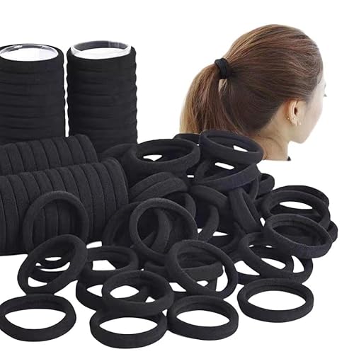 HASINA 100 ligas gruesas sin costuras para el cabello, accesorios para el cabello sin daños para cabello grueso y rizado (neutro)