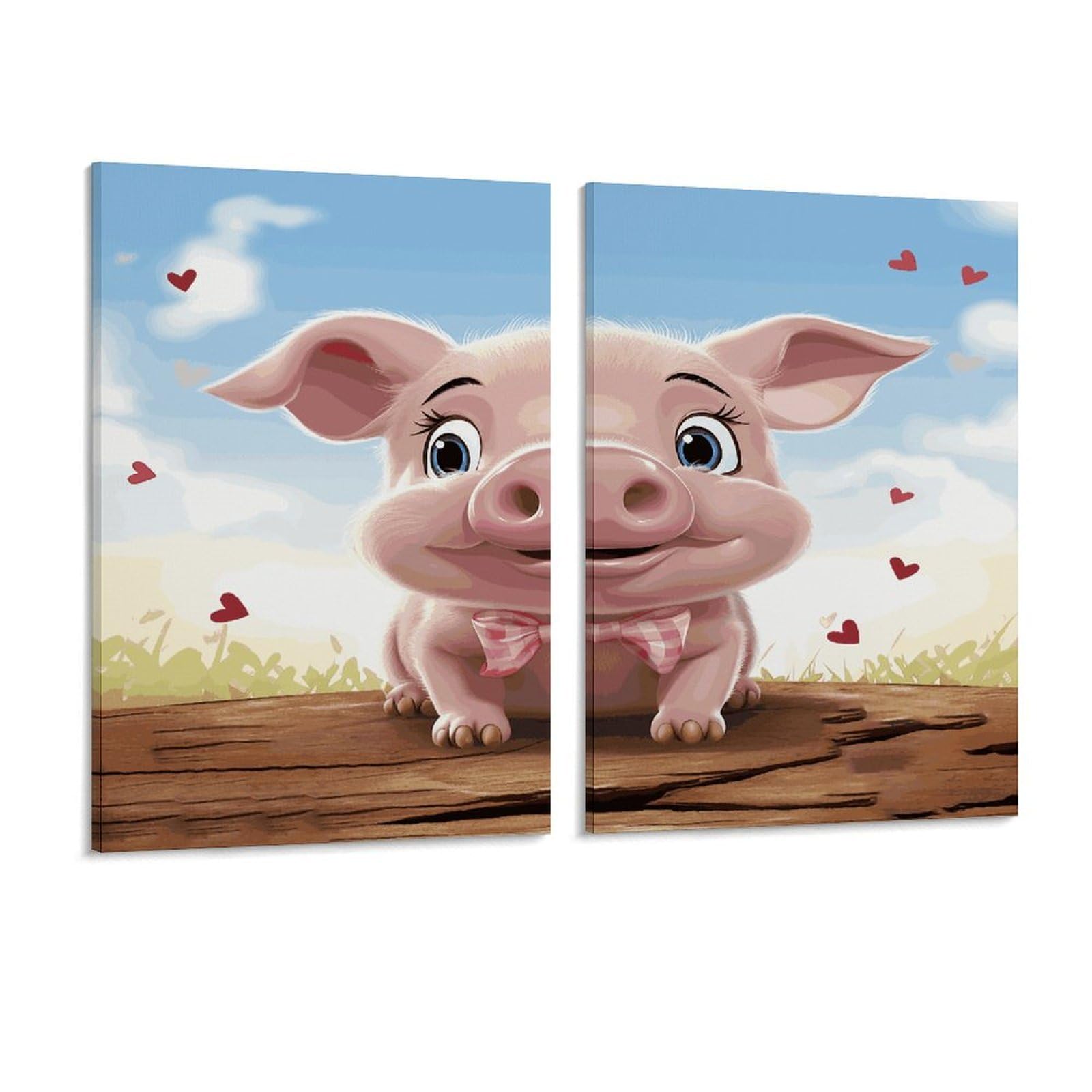 Adfgyerh Style Smiling (16) Wall Art，Canvas Material Bright /Wall Decor Of 2, Each 16X12 Inch -Wall Art Set For Living Room Bedroom Gallery Office Home Décor