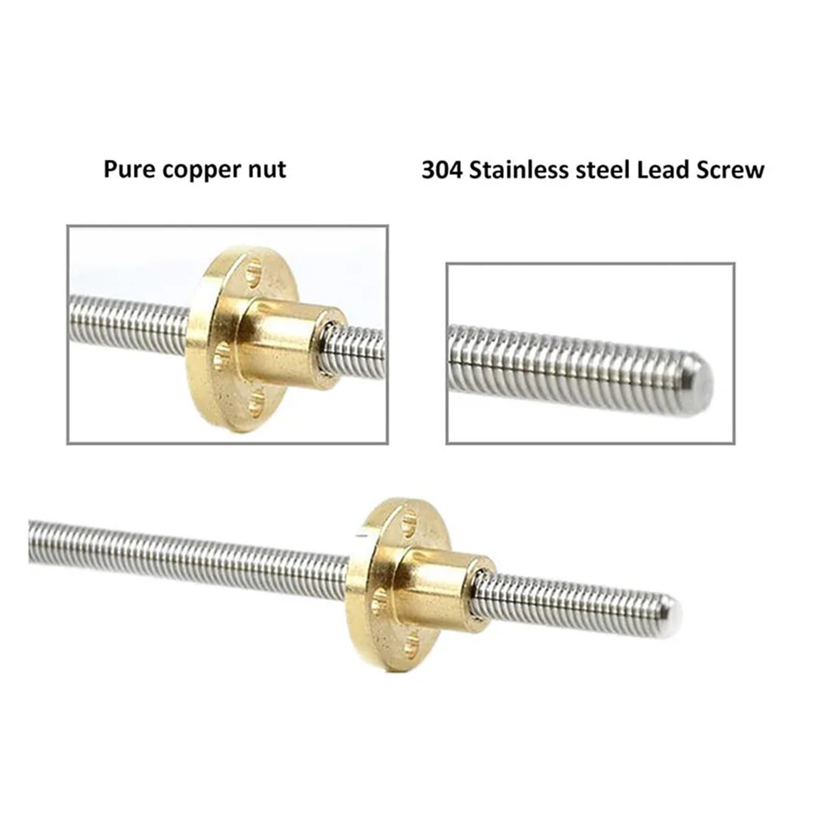 Metal Ball Screw nut T8 Screw Screw Trapezoidal Screw Engraving Machine Screw with Nut Length 100mm-1000mm(750mm)