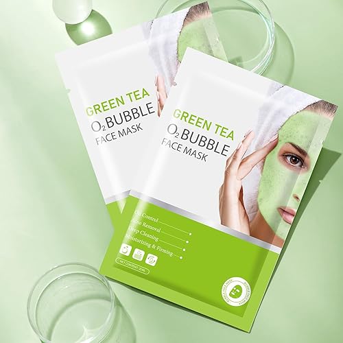 Miniatura 9 de IREV Paquete de 10 mascarillas faciales de burbujas de té verde O2, máscara facial de burbujas, máscara facial espumosa, máscara facial purificadora