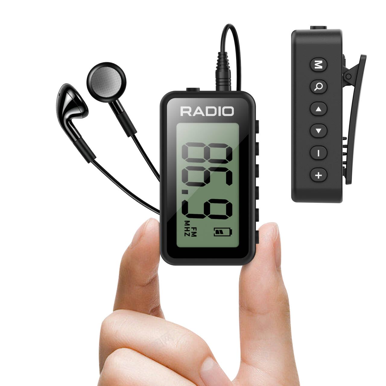 MI02 Pocket Mini FM Radio with Clip, Rechargeable